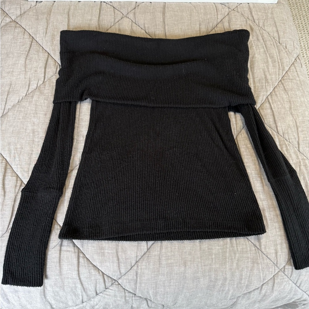 We The Free Black Off-Shoulder Sweater